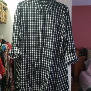 Black and White checkered long blouse